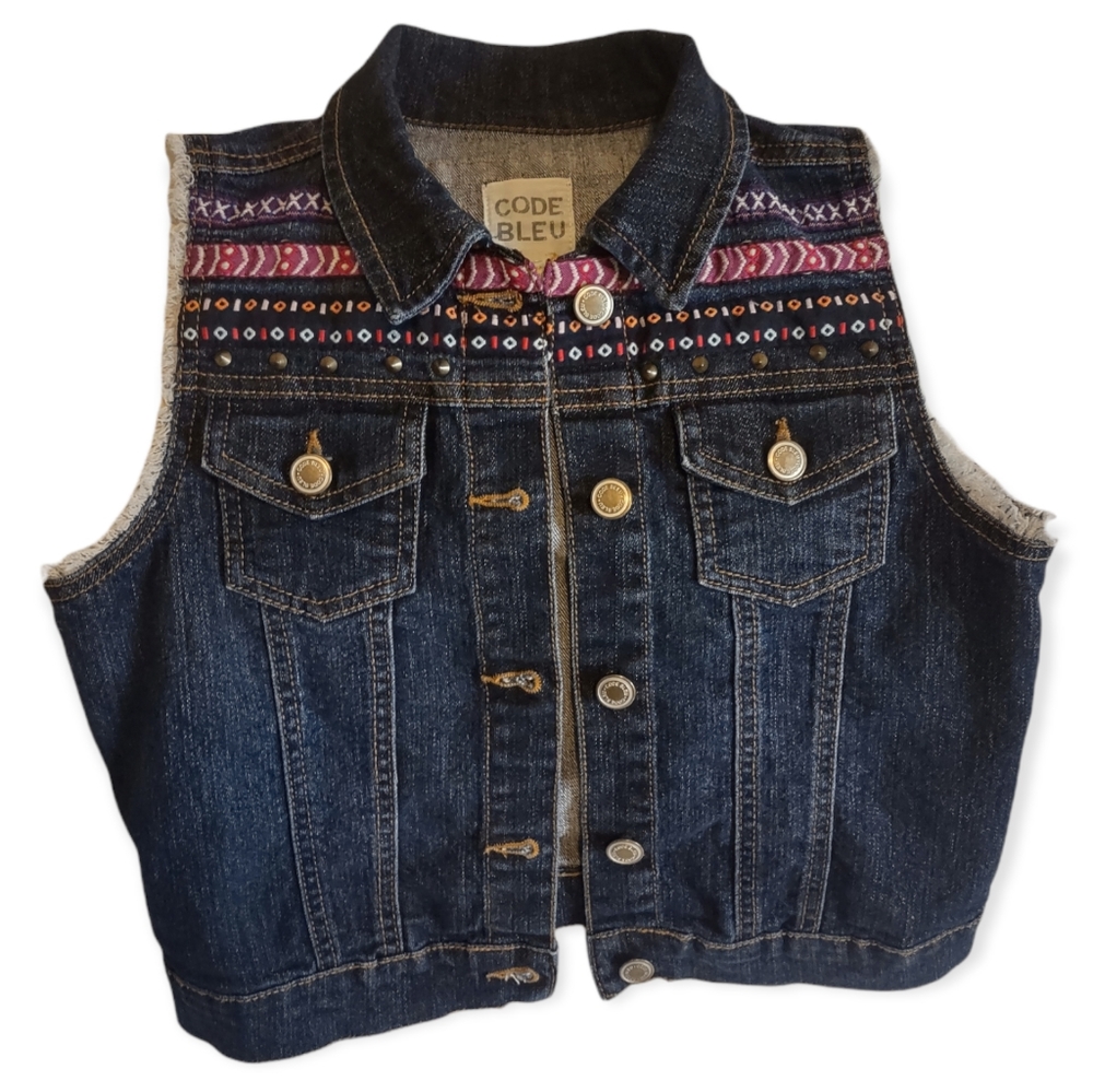Big girls Denim Jean Vest size L Code Bleu Made in India